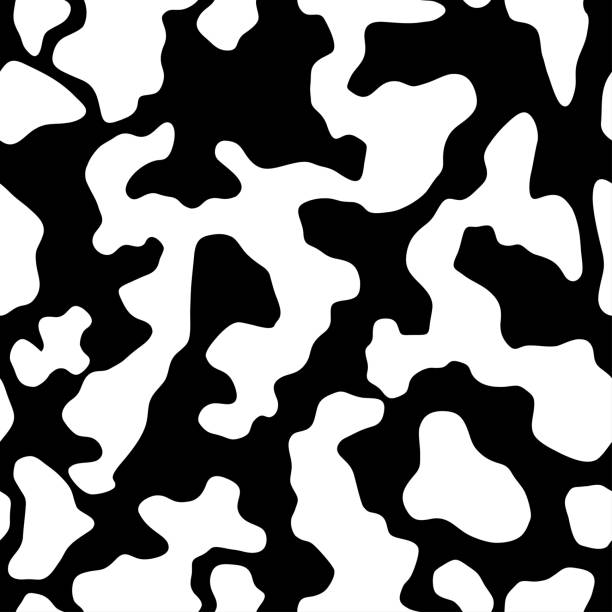 Cow skin texture, spotted pattern, black spots on a white background, animal skin, seamless Vector Seamless black and white cow pattern. Can be used for wallpaper, pattern fills, web page background, surface textures. Vector dog splashing stock illustrations