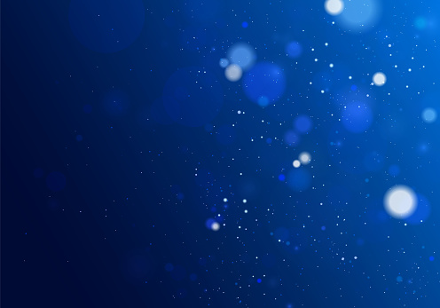 Blurred bokeh light on dark blue background Christmas and New Year holidays template Abstract glitter defocused blinking stars and sparks Vector EPS 10