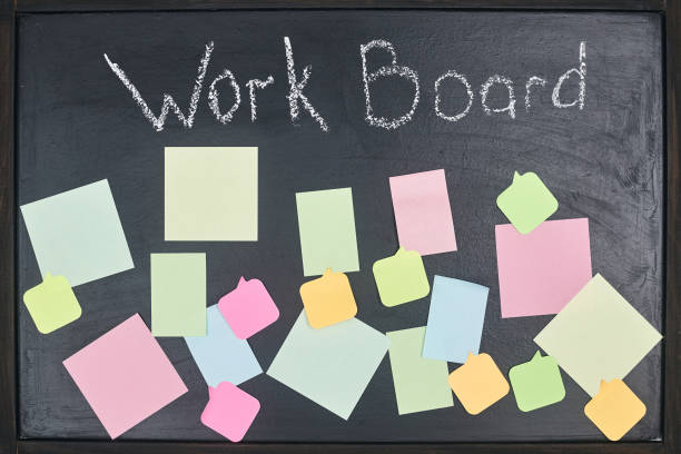 istock working board stickers for writing, flatlay close up copies space one 1262315696