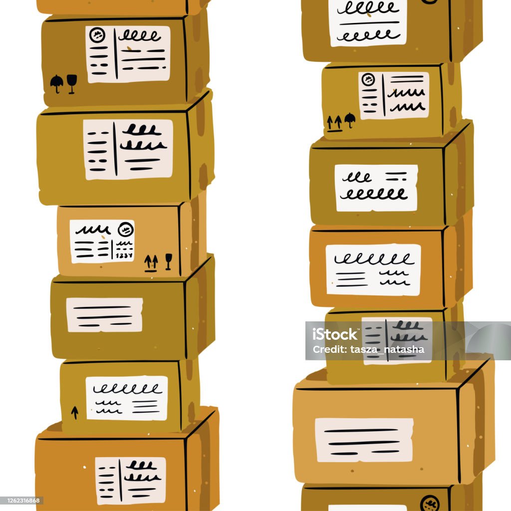 Shipping Box Pattern Boxes Parcels And Shipments Seamless Pattern Stock Illustration ...