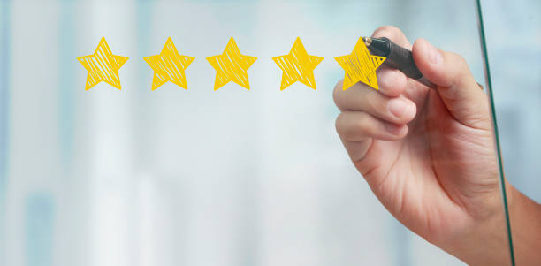 istock Hand draw five star rating. evaluation and review concepts 1262316919