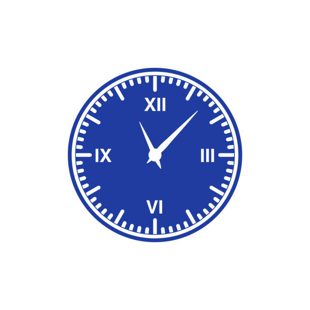 ilustraciones, imágenes clip art, dibujos animados e iconos de stock de icono del reloj - number 5 accuracy time blue