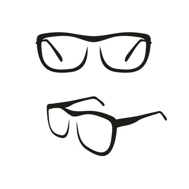 glasses icon. glasses icon in brush strokes style. tinted sunglasses stock illustrations