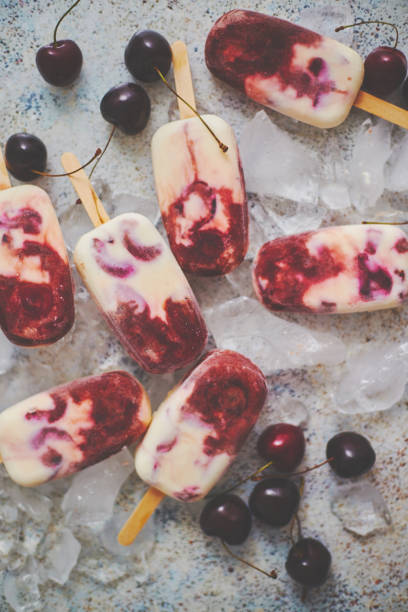 istock Delicious, homemade popsicles made from cherries and cream 1262319201