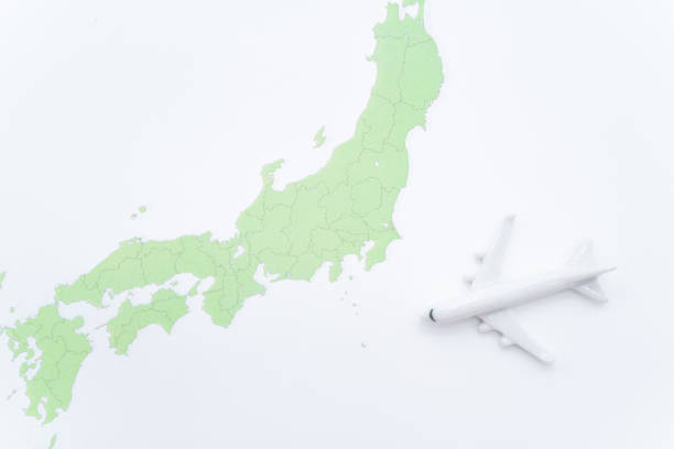 Airplane miniatures on a map of Japan