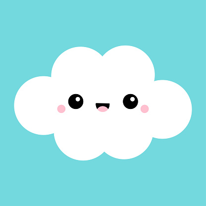 Ilustración de Icono De Nube Blanca Cara Sonriente Lengua Nubes Esponjosas  Lindo Paisaje Nuboso De Dibujos Animados Kawaii Tarjeta De Amor Símbolos De  Signo De Tiempo Nublado Diseño Plano Fondo Del Cielo