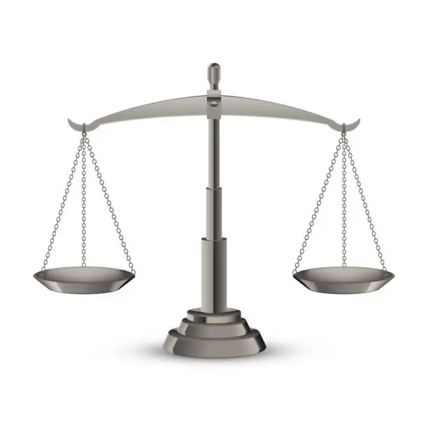 Vector illustration of Scales of justice on plain background