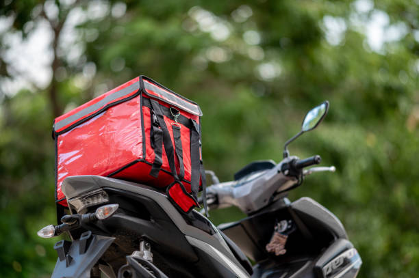 istock delivery box placed on the motorcycle for delivery to customers 1262331935