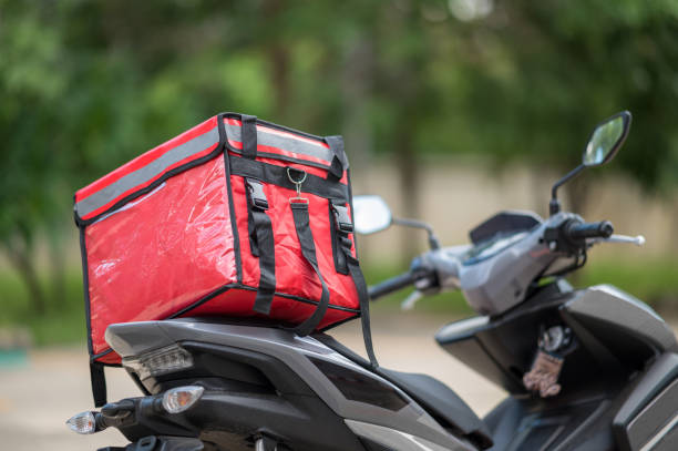 istock delivery box placed on the motorcycle for delivery to customers 1262331936