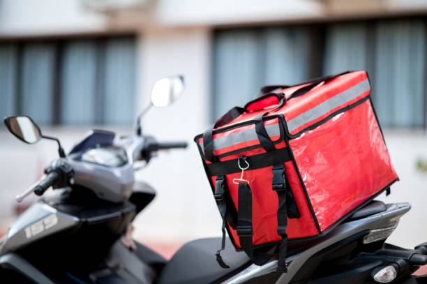 istock delivery box placed on the motorcycle for delivery to customers 1262331937