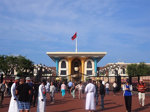 In November 2019, tourists were admiring the Al Alam Sultan Palace in Muscat in Oman.