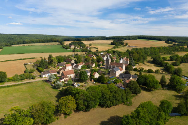 The traditional village of Beuvron, in the Nièvre, Burgundy, France, in summer. stock photo