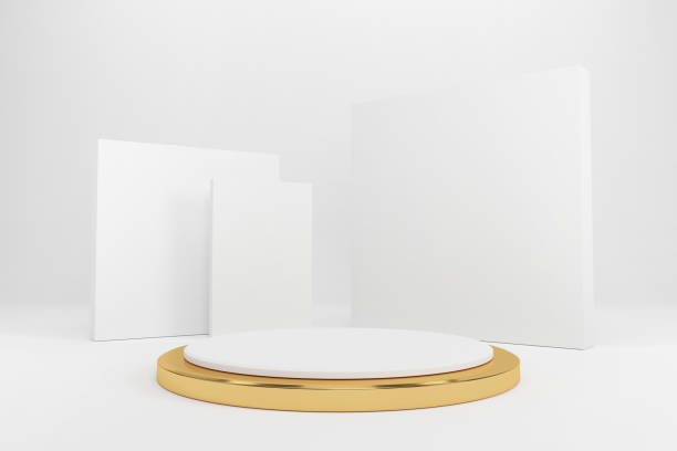 White podium in abstract background composition for product.