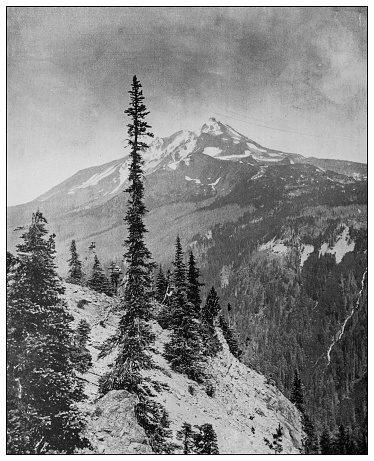 Antique black and white photo: Mount Jefferson, Oregon
