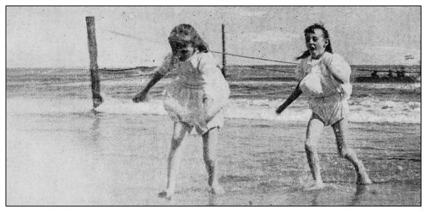 istock Antique black and white photo: People on Coney Island 1262341740