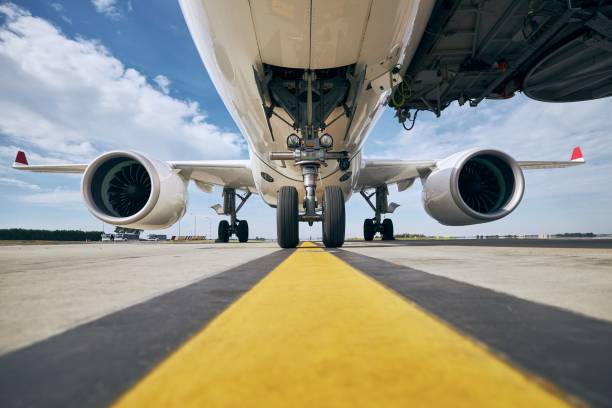 istock Front view of airplane at airport 1262347494
