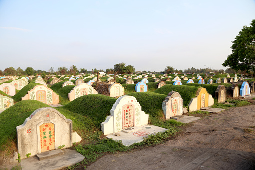 Rayong, Thailand - March 8, 2020: The chinese graveyard located at Rayong, Thailand.