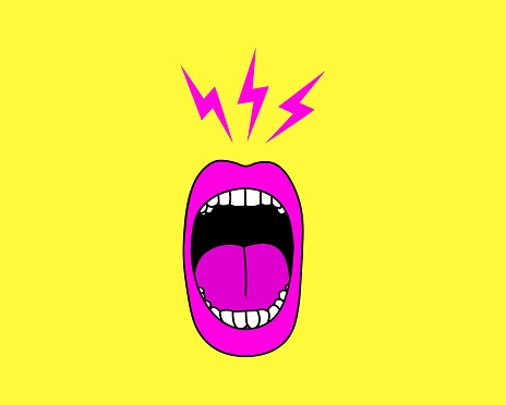 Cartoon screaming mouth vector illustration.