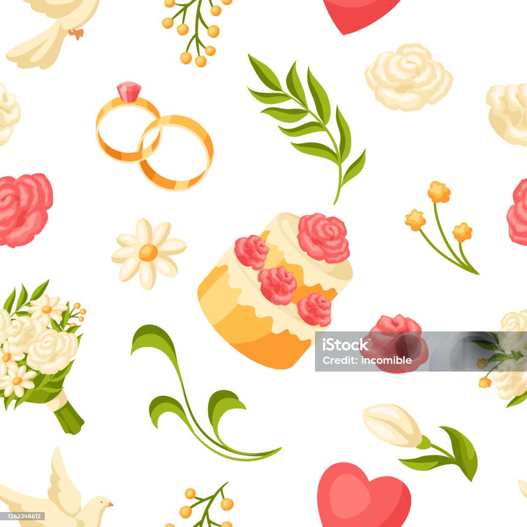 Pattern Background Wedding Color Wedding Seamless Pattern Marriage Background Stock Illustration ...