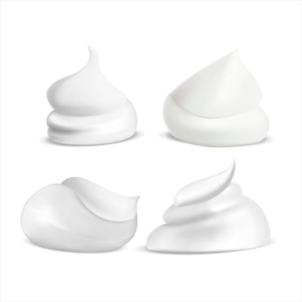 リアルな詳細な3dホイップクリームセット。ベクトル - whipped cream点のイラスト素材／クリップアート素材／マンガ素材／アイコン素材