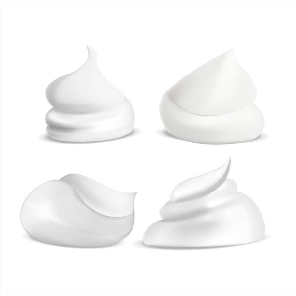 ilustrações de stock, clip art, desenhos animados e ícones de realistic detailed 3d whipped cream set. vector - whip