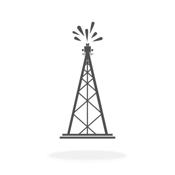 ilustraciones, imágenes clip art, dibujos animados e iconos de stock de icono de plataforma de aceite o ilustración vectorial de logotipo - oil industry drill tower place of work