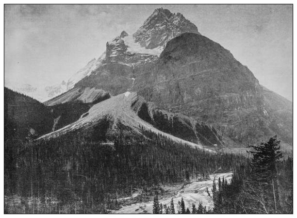 istock Antique black and white photo: Mount Stephen on the Canadian Rockies 1262351477