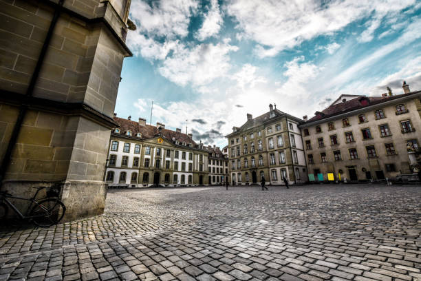 Cobbled Courtyard Of Bern Munster Cathedral