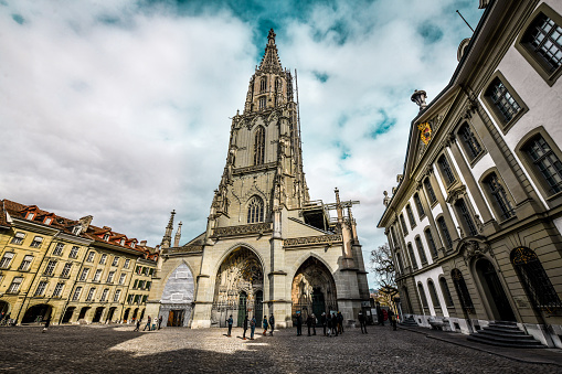 Front View Of Beautiful Bern Minster Cathedral