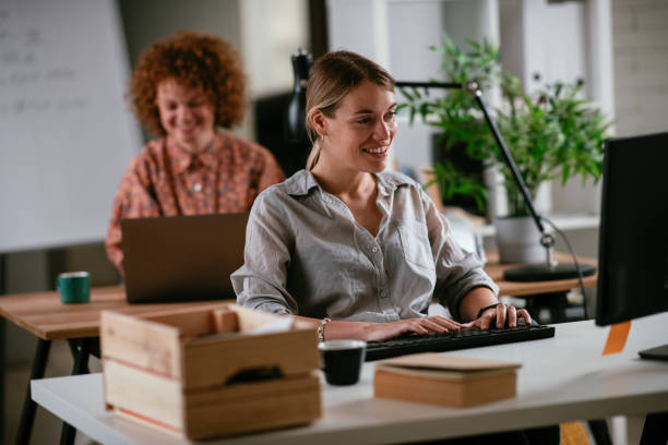 istock Young businesswoman working in the office. 1262352901