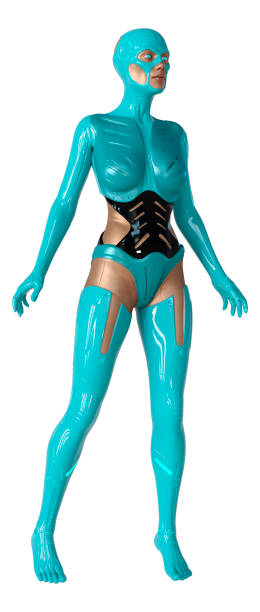 3D illustration female robot white
