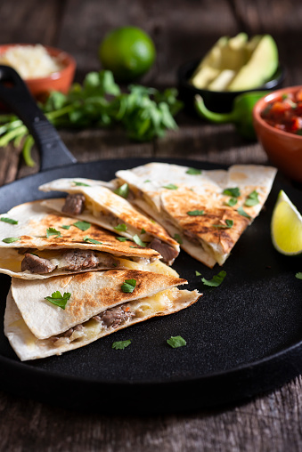 Steak and Cheese Quesadillas on a Cast Iron Comal or Griddle.