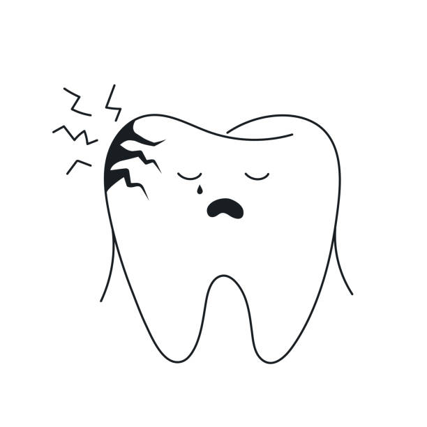 ilustrações de stock, clip art, desenhos animados e ícones de toothache, tooth with a damage vector - dentist dentist office dentists chair cartoon