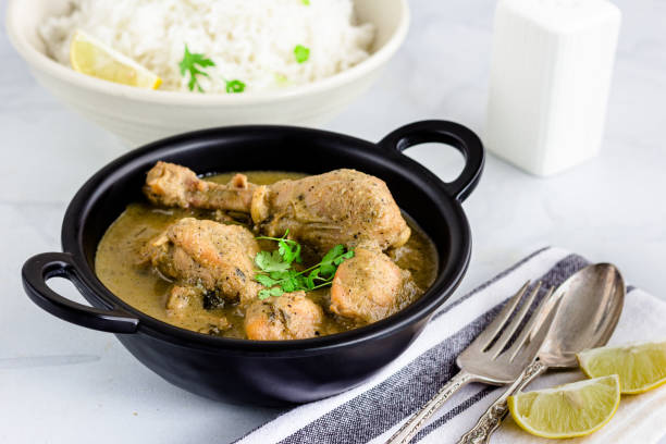 istock Indian Black Pepper Chicken with Rice Close-Up Photo 1262362404
