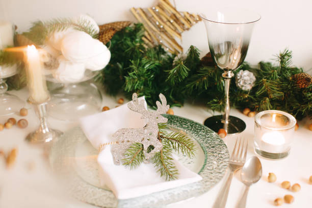 istock Festive table setting for Christmas and New Year. Soft focus. 1262376559