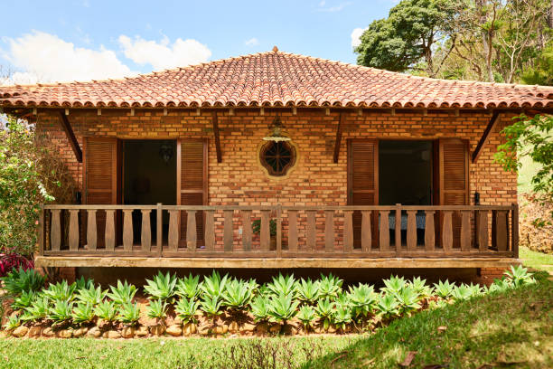 Shot of a beautiful red bricks holiday house