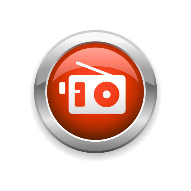 Radio Broadcasting Glossy Icon An illustration of radio broadcasting glossy icon for your web page, presentation, apps and design products. Vector format can be fully scalable & editable. vintage portable silver radio stock illustrations
