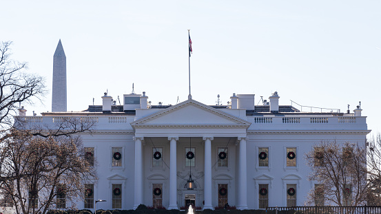 The White House in Washington DC with beautiful blue sky