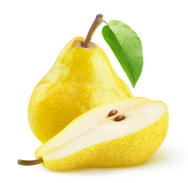 One and a half pears isolated over white background