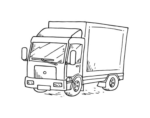Hand drawn truck vector illustration Truck illustration truck drawings stock illustrations