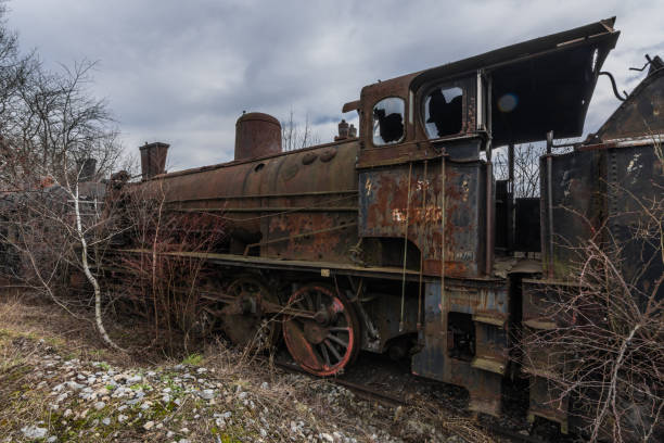 istock rusty old locomotive on a track 1262396183