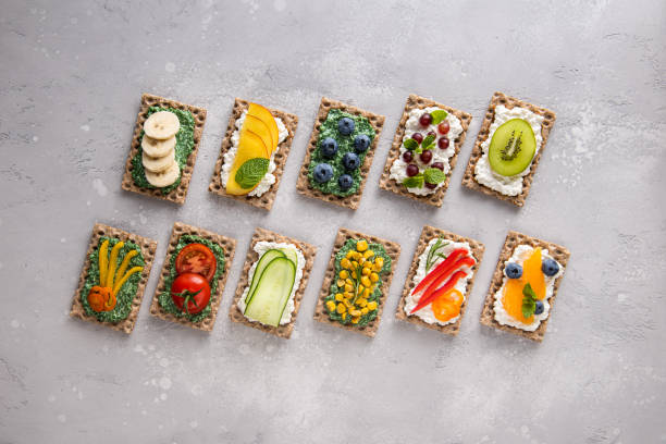 istock Vegetarian sandwiches on gray background 1262399598