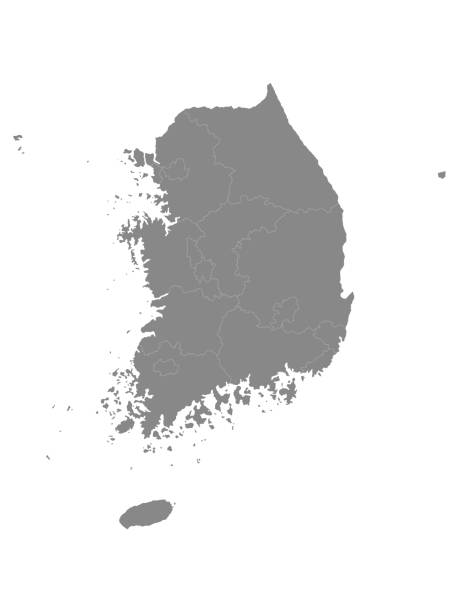 карта южнокорейских провинций и особых городов - south korea stock illustrations