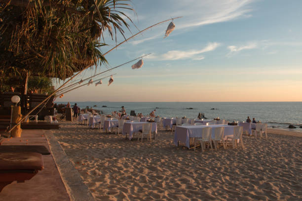 istock Table of a restaurant on the beach 1262403938