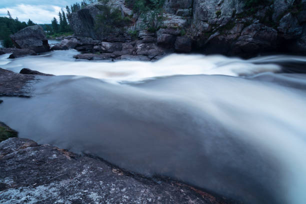 Tulabi Falls, Nopiming Provincial park, Manitoba, Canada. Entrance to the wilderness. fast flowing water, image taken from a tripod.