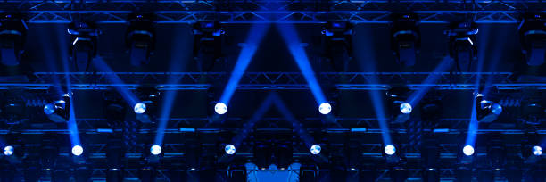 istock Abstract texture background for design. Stage light and smoke on stage, lighting and spotlights. 1262418020