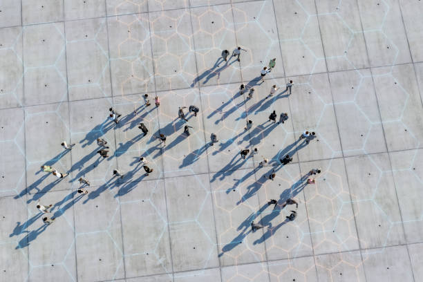 Group of people from above