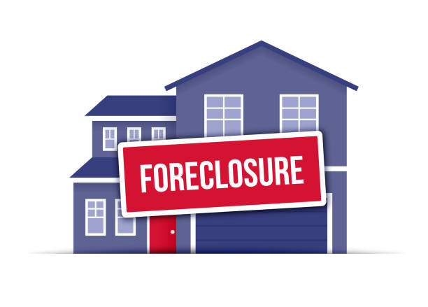 Foreclosure Home Foreclosure note on modern home design concept illustration. foreclosure stock illustrations