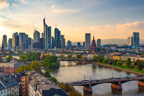 istock Frankfurt, Germany skyline over the Main River 1262425040