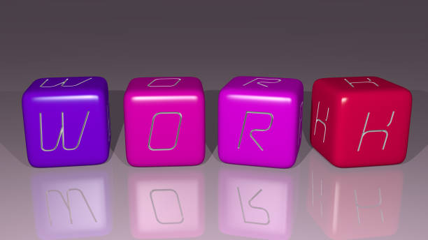 istock combination of WORK built by cubic letters from the top perspective, excellent for the concept presentation. business and illustration. 3D illustration 1262433963